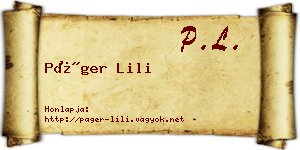 Páger Lili névjegykártya